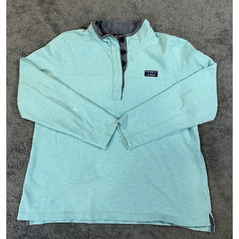 LL Bean Sweater Knit Fleece Style Pullover 1/4 Snap Henley T Snap Womens Size XL